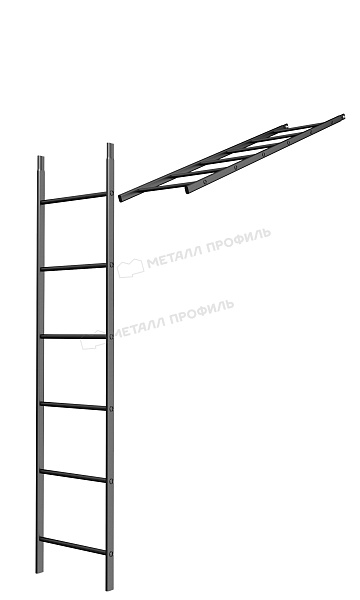 Лестница кровельная стеновая дл. 1860 мм без кронштейнов (9005) ― приобрести в интернет-магазине Компании Металл Профиль по умеренной цене.